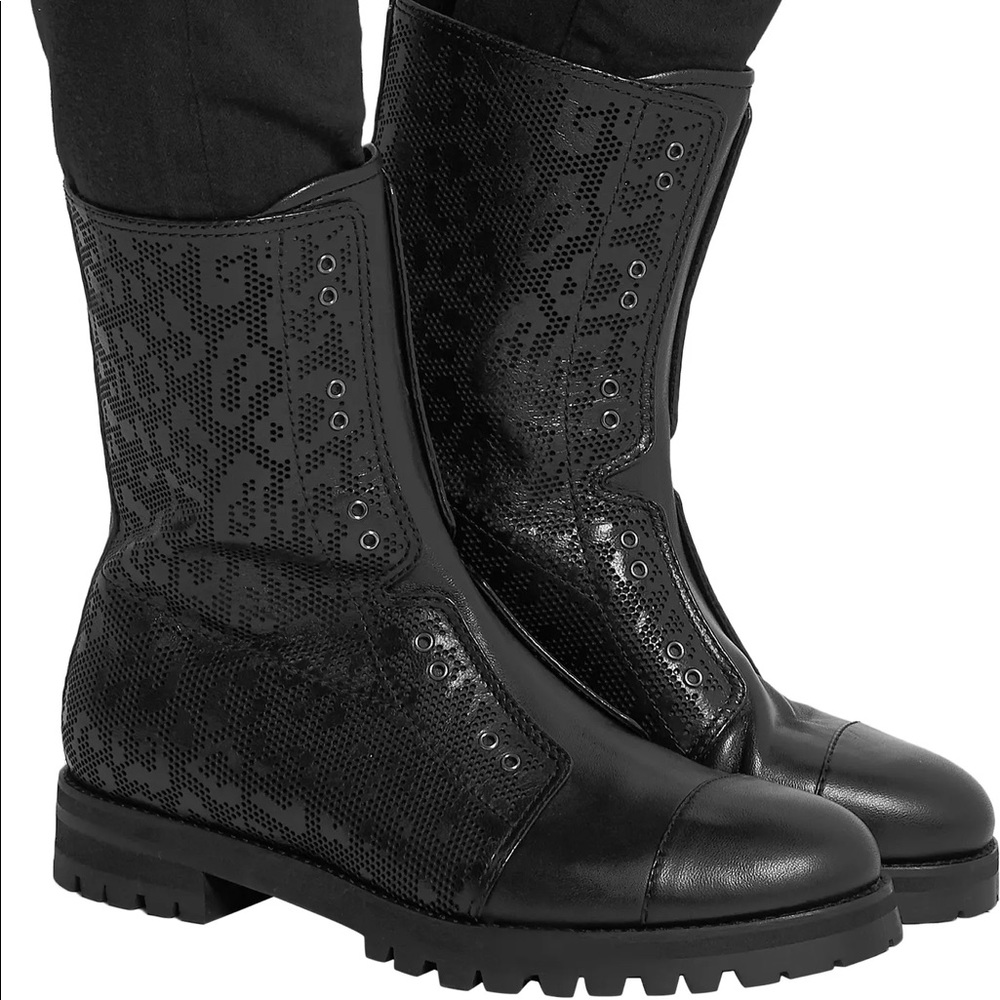 JIMMY CHOO Jimmy Choo Hatcher perforated leather boots 9/38.5